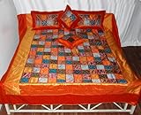 Glorious Embroidered Patch Work Silk Bedspread bed sheet with Pillow Covers ....