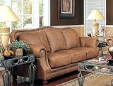Caramel Color 100% Genuine Leather Sofa Couch Chair w/Nail Head