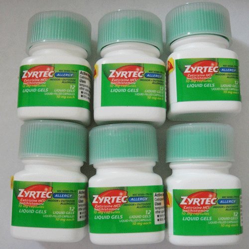 6 Zyrtec Liquid Gels Bottles 12 Capsules Each Total 60 Capsules