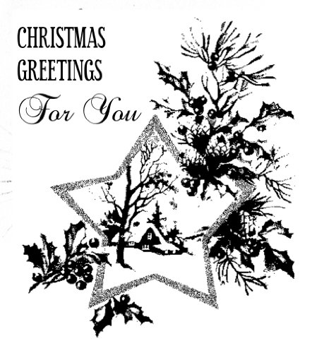 Vintage Christmas Card Rubber Stamp WM