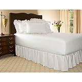 Twin XL White Eyelet Ruffled Bed Skirt - 21" Drop