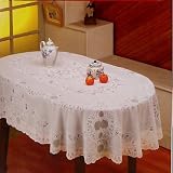 Vinyl Table Cloth, Crochet Style 60x90 Oval Vinyl