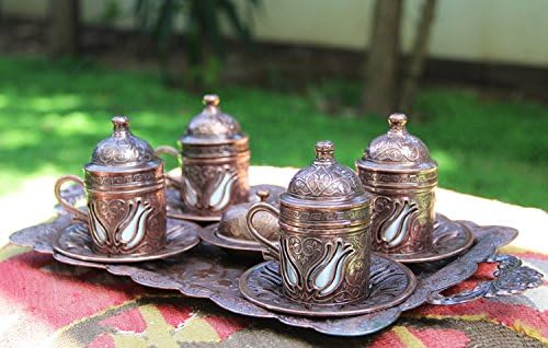 "Grandbazaarshopping" Turkish Coffee Serving Set, Express Shipping, Turkish Coffee Cup Set for Four