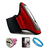 Red Durable Moisture Resistant Neoprene Protective Exercise Workout Armband ....