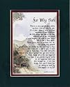 "For My Son" Touching 8x10 Framed Poem (Frame Is Solid Oak), Double-matted in Dark Green/Burgundy, And Enhanced With Watercolor Graphics.