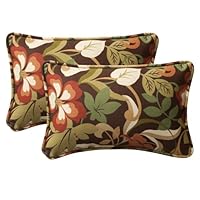 Pillow Perfect Decorative Brown/Green Tropical Toss Pillows, Rectangle, 2-Pack
