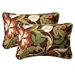 Pillow Perfect Decorative Brown/Green Tropical Toss Pillows, Rectangle, 2-Pack