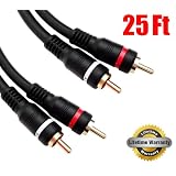 iMBAPrice® 25 feet 2RCA Male to 2RCA Male High Quality Python Home Theater Audio Cable (25 Feet, Black)
