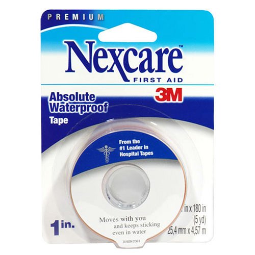 Nexcare Absolute Waterproof 1-Inch Wide Tape, 5-Yard Roll (Pack of 6)