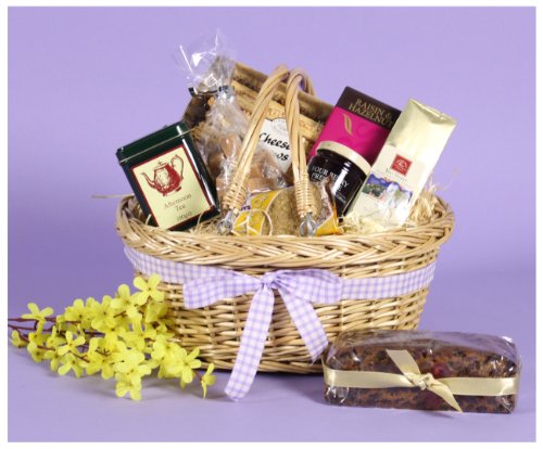 GIFT BASKET TREAT - Great gift for any occasion. Traditional willow shopping basket packed with treats. Food Hampers from Web Hampers.
