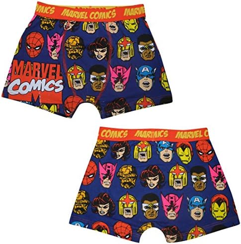 (Pack of 2) MARVEL COMICS(SPIDERMAN, CAPTAIN AMERICA) Big Boys Boxer Shorts 11-12 Multicolor