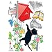 Reusable Decoration Wall Sticker Decal - Kitten/Birds with Vintage Lamp/Mailbox