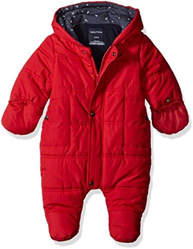 Nautica Baby Solid Snowsuit, Red Rouge, 3-6 Months