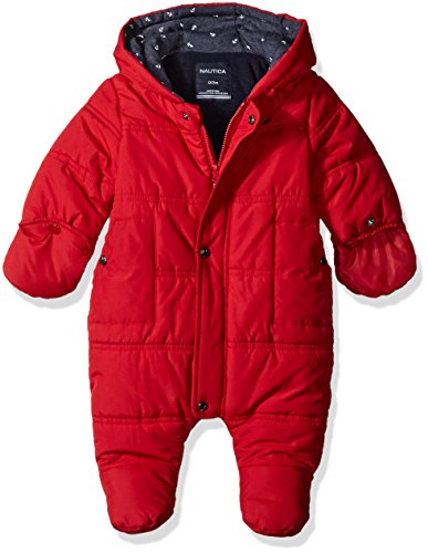 Nautica Baby Solid Snowsuit, Red Rouge, 3-6 Months