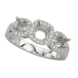 3 Diamond 1/4 ct. Semi Mount Bridal Engagement Ring in 14K White Gold