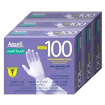 Medi-Touch Powder Free Latex Disposable Gloves, One Size Fits All, 100-Count Boxes (Pack of 3)