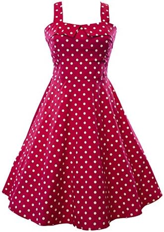 Sidecca Retro 1950s Polka Dot Empire Swing Dress-Raspberry-X-Large