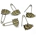 Housweety 10 Bronze Tone Owl Safety Pins Brooches 5.3x3.2cm