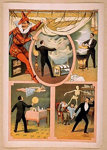 ART PRINT (8.5" x 11") - Artist's Lovely "Zan Zing Performing Magic - Four Vignettes" [Vintage Magic Act Piece] - The Gorgeous Art Comes From A Collection Of Classic Vintage/Retro/Antique Art And Is Reprinted On Quality Photo Paper - This Print Comes Ready To Be Framed (mat and frame are not included) - This Is A Great Print To Add A Personal Touch To Your Home Or Office Decor And Looks Amazing When Framed And Displayed Either Separately Or As Part Of A Series - Makes A Wonderful Gift