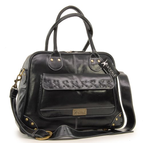 Catwalk Collection Leather Baby Bag - Kitty - Black