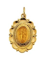 14k Yellow Gold Miraculous Medal Pendant - 16 X 22mm