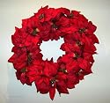 Poinsettia Silk Indoor Outdoor Christmas Wreath Holiday Decoration