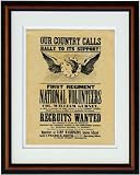 Brooklyn Recruiting Poster 1864. High Quality Replica of Historical document. Genuine Parchment. Framed and Matted