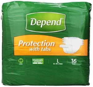 Depend Protection with Tabs, [Large], Maximum Absorbency, 16-Count Package