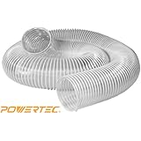POWERTEC 70111 4-Inch x 10-Feet Flexible PVC Dust Collection Hose, Clear Color