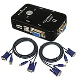 2-Port USB 2.0 KVM Switch w/2 KVM Cables Mouse Keyboard Video KVM Switch Kit