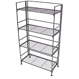 Seville Classics Wrought Iron 4-Tier Wide Shelving Unit - Gray