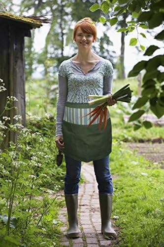 Garden Apron with Pockets Great Gardening Tool Belt - Handmade USA - Bonus 1 Pair of Womens Garden Gloves - Blue Stripe