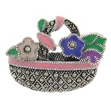 Sterling Silver Marcasite Multi Color Enamel Flower Basket Brooch