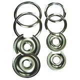 Drip Pans and Trim Rings for GE Hotpoint Electric Stoves with Hinged Elements 8-pc. Set - Chrome