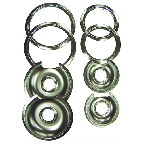 Childrens Toyshop  Tools & Hardware : Drip Pans and Trim Rings for GE Hotpoint Electric Stoves with Hinged Elements 8-pc. Set - Chrome