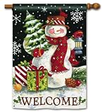 Woodland Snowman Christmas House Flag