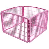 IRIS Plastic Exercise/Containment Pet Pen, 4 Panels, Pink
