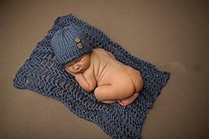 Jastore® Photography Prop Baby Grey Crochet Knitted Costume Hat Blanket