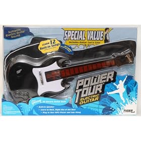 Tiger Electronics Power Tour BLACK Electric Guitar With Carry Case and Instructional DVD by DOBA