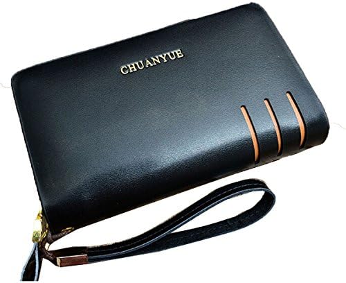 ColorsBL Men's Leather Handbag Clutch Purse Business Long Wallet Id Card Wallet Clutch Wallet for Men Business Hand Bag Christmas Gift (black)