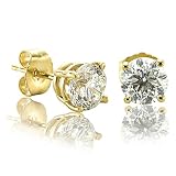51T3EGi9L2L. SL160  14k Yellow Gold Round Brilliant Cut Diamond Stud Earrings