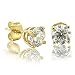 14k Yellow Gold Round Brilliant Cut Diamond Stud Earrings (H-I, I1, 0.50 carat)