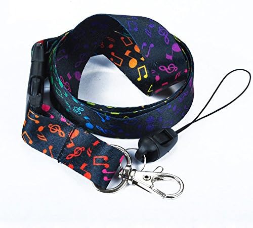 Deluxe Breakaway Lanyard Keychain, Key and ID Card-Badge Holder, Music Notes