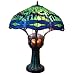 Green Handmade Dragonfly Tiffany Style Stained Glass Table Lamp Lamps with Lit Base TLL012 3-Bulbs