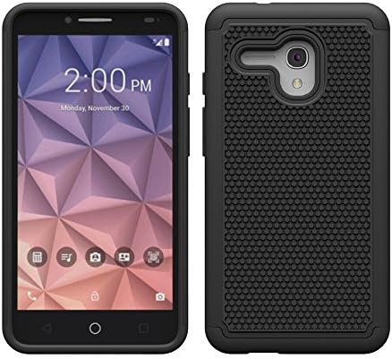 Alcatel One Touch Fierce XL 5054 Case, OSurce [Shock Proof] Heavy Duty, Dual Layer EXTREME Protection Cover Full-body Rugged Case for Alcatel One Touch Fierce XL 5054 (Black + Black)