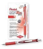 Pentel EnerGel Deluxe RTX Gel Pen, Medium Metal Tip, Red/Silver Barrel, Red Ink, Box of 12 (BL77-B)