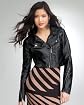 Puff Shoulder Asymmetric Cropped Moto Jacket main image