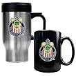 Chivas USA MLS Stainless Steel Travel Mug and Black Ceramic Mug Set - Primary Team Logo Chivas USA MLS Stainless Steel Travel Mug and Black Ceramic Mug Set - Primary Team Logo