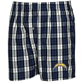 NCAA San Diego Chargers Navy Blue-White Plaid Historic Embroidered Boxer Shorts (Medium)