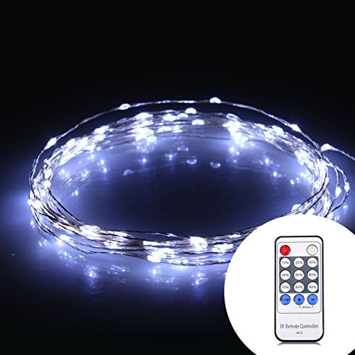iShining 120 Led Starry String Lights 20Ft Silver Wire Starry String Lights Cool White Décor Lights with Remote Controller + Power Supply for Outdoor, Halloween, Christmas, Wedding, Party, Holiday